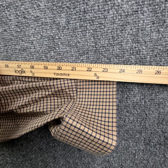 Eton Long Sleeve Button Up Shirt Men All Cotton Designer 16.5 Beige Blue Check - Picture 16 of 16